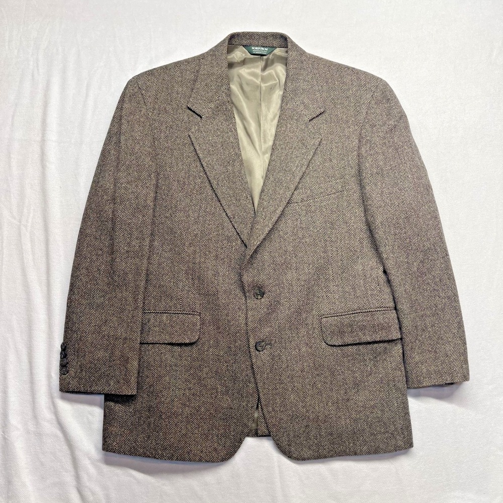 Broadmoor & Pike Herringbone Tweed Blazer Mens 42R Classic Fit BROWN SPORT COAT